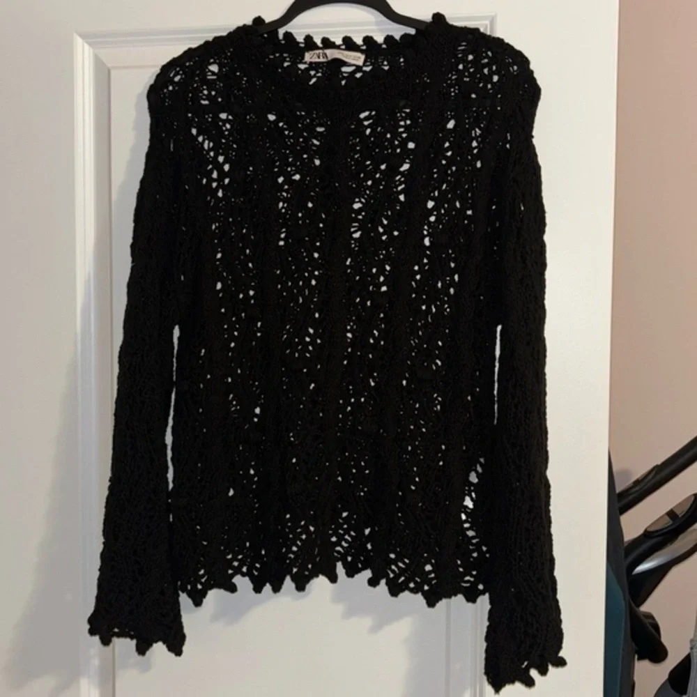 Zara Black Crochet knit Sweater Top